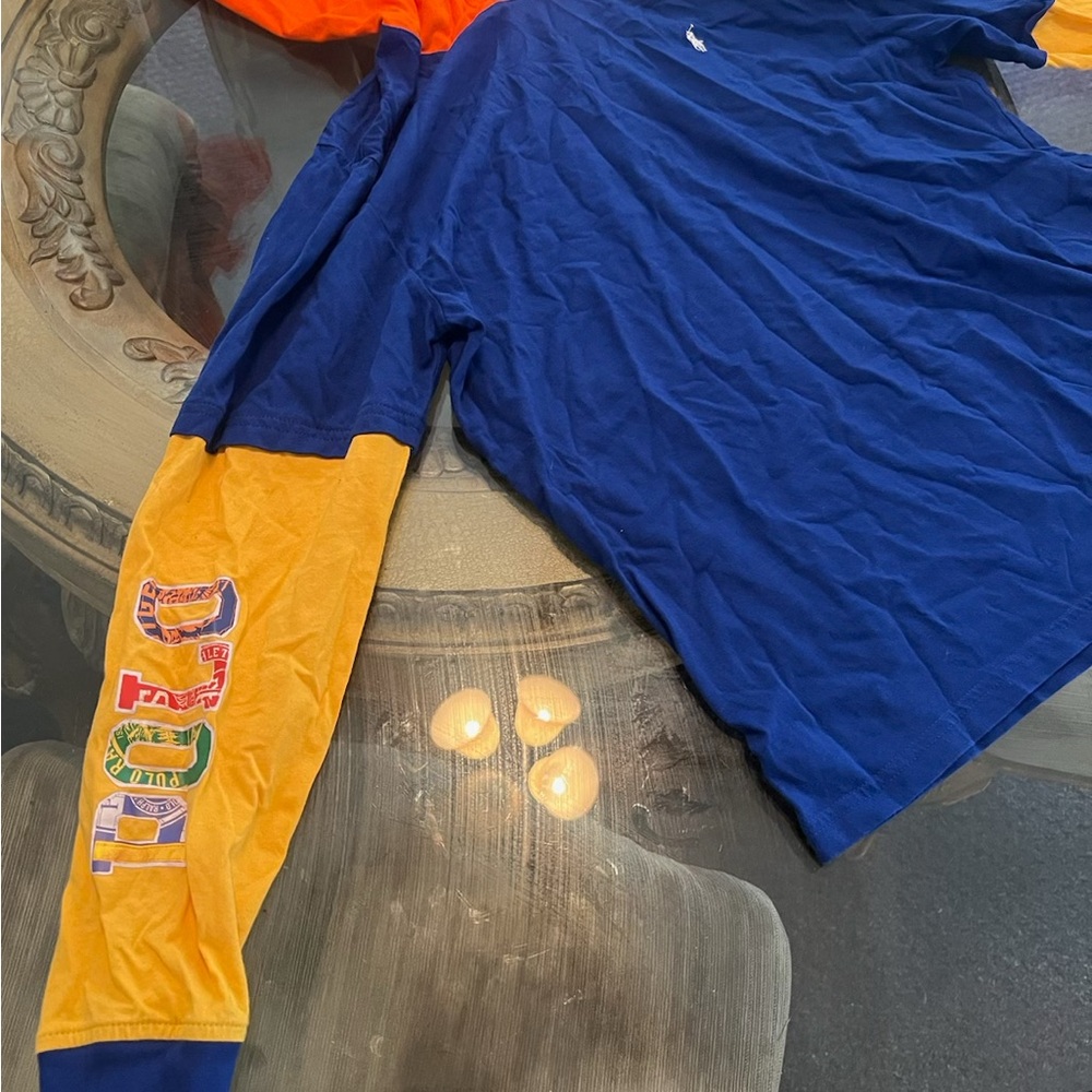 Colorful Long Sleeve Shirt with Graphic Sleeve POLO